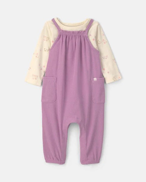 Conjunto Carter's overol morado y camiseta estampada de manga larga para bebé niña