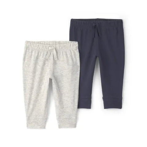 Pack de 2 pantalones Carter's para bebé en azul marino y gris claro jaspeado, ideales para su día a día.