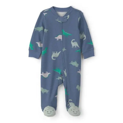 Pijama enteriza Carter's azul con estampado de dinosaurios y pies cubiertos para bebé