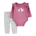 Conjunto 2 piezas Carter's body manga larga morada y pantalón con estampado de perros, para niña - Kinder Guatemala - Conjunto Body y pantalón