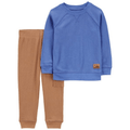 Conjunto 2 piezas Carter's camisa manga larga celeste y pantalón con bolsas en los lados caqui para niño - Kinder Guatemala - Conjunto camisa y pantalón