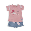 Conjunto Baby Bol 2 piezas: blusa manga corta con diseño y Short de algodón para niña - Kinder Guatemala - Conjunto Blusa y pantaloneta