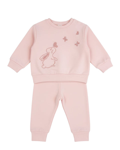 Conjunto Baby Bol 2 piezas: sueter con bolsa diseño de conejo y Jogger color rosado para niña - Kinder Guatemala - Conjuntos con Pantalón