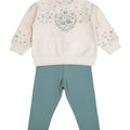 Conjunto Baby Bol 2 piezas: sueter con estampado de flores y Pantalón verde para niña - Kinder Guatemala - Conjuntos con Pantalón