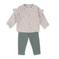 Conjunto Baby Bol 2 piezas: sueter con estampado de flores y Pantalón verde para niña - Kinder Guatemala - Conjuntos con Pantalón