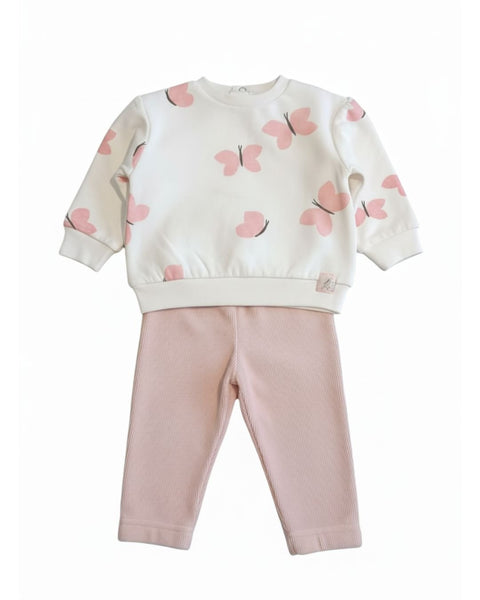 Conjunto Baby Bol 2 piezas: sueter con estampado de mariposa y Pantalón para niña - Kinder Guatemala - Conjuntos con Pantalón
