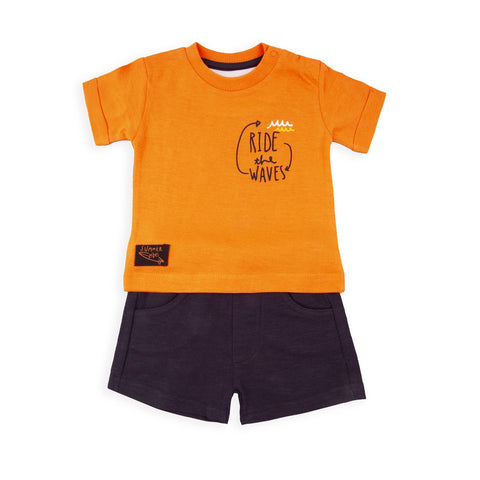 Conjunto Baby Bol 2 piezas: T-shirt manga corta y pantaloneta de algodón multicolor para niño - Kinder Guatemala - Conjunto playera y pantaloneta