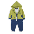 Conjunto Baby Bol 3 piezas: T-shirt manga corta, Jogger y sudadero con capucha y zipper de algodón multicolor para niño - Kinder Guatemala - Conjunto con jogger
