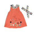Conjunto BabyBol vestido sin mangas calzoncito y accesorio cabello naranja niña - Kinder Guatemala - 