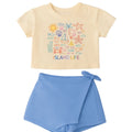 Conjunto Babyfair 2 piezas: blusa manga corta y falda pantaloneta multicolor para niña - Kinder Guatemala - conjunto con falda /short/bermuda