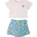 Conjunto Babyfair 2 piezas: blusa manga corta y faldapantaloneta estampado multicolor para niña - Kinder Guatemala - conjunto con falda /short/bermuda