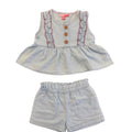 Conjunto Babyfair 2 piezas: blusa sin mangas y botones al frente y short multicolor para niña - Kinder Guatemala - conjunto con falda /short/bermuda