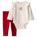 Conjunto Carters 2 pieza: body manga larga con diseño y vuelitos en los hombros y leggins multicolor para niña - Kinder Guatemala - Conjuntos con Pantalón