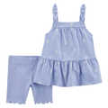 Conjunto Carters 2 piezas: blusa de tirantes y short estampado de veleros color celeste para niña - Kinder Guatemala - conjunto con falda /short/bermuda