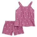 Conjunto Carters 2 piezas: blusa de tirantes y short floreado color morado para niña - Kinder Guatemala - conjunto con falda /short/bermuda