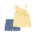 Conjunto Carters 2 piezas: blusa solo un hombro diseño floral y short de algodón para niña - Kinder Guatemala - Conjuntos