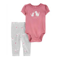 Conjunto Carters 2 piezas body manga corta con diseño de perros morada y pantalon con estampado de perros gris para niña - Kinder Guatemala - 