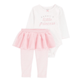 Conjunto Carters 2 piezas body manga larga y pantalon de tutu diseño Daddy s Princess blanco con rosado para niña - Kinder Guatemala - 