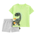 Conjunto Carters 2 piezas; camisa manga corta y pantaloneta diseño de dinosaurio multicolor para niño - Kinder Guatemala - conjunto con falda /short/bermuda