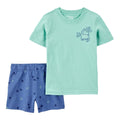 Conjunto Carters 2 piezas: Pantaloneta y t-shirt diseño de dinosaurio de algodón multicolor para niño - Kinder Guatemala - Conjunto camisa y pantaloneta