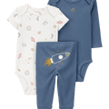Conjunto Carters 3 piezas: 1 body manga larga y una manga corta y pantalón multicolor para niño - Kinder Guatemala - Conjuntos multipiezas