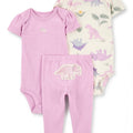 Conjunto Carters 3 piezas: 2 bodys una manga corta y una larga y pantalón multicolor para niña - Kinder Guatemala - conjuntos multipiezas 3 - 4 - 6 - 8 - 9