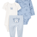 Conjunto Carters 3 piezas: 2 bodys una manga corta y una larga y pantalón multicolor para niño - Kinder Guatemala - Conjuntos multipiezas