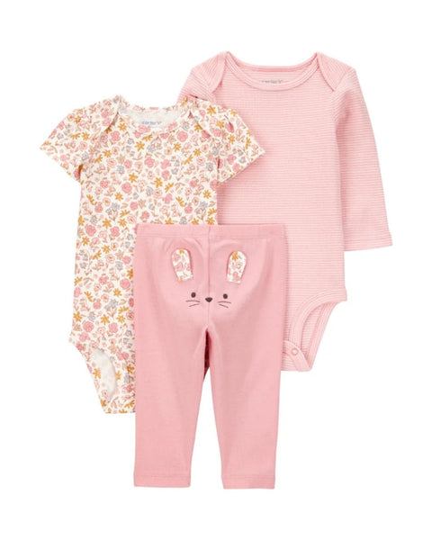 Conjunto Carters 3 piezas: body manga corta y larga pantalón diseño de ratoncito multicolor para niña - Kinder Guatemala - conjuntos multipiezas 4 - 6 - 8 - 9
