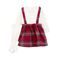 Conjunto Carters 3 piezas body manga larga blanca, falda a cuadros con tirantes y medias altas blancas para niña - Kinder Guatemala - 