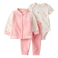 Conjunto Carters 3 piezas: chaqueta con brochces, body manga corta y pantalón multicolor para niña - Kinder Guatemala - Conjuntos multipiezas