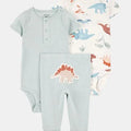 Conjunto Carters 3 piezas:2 body manga corta y pantalon diseño de dinosaurios para niño - Kinder Guatemala - conjuntos multipiezas 3 - 4 - 6 - 8 - 9