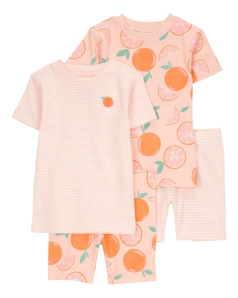 Conjunto Carters 4 Piezas: 2 pantalones y 2 blusas manga corta diseño de naranjas de algodón multicolor para niña - Kinder Guatemala - Conjunto Blusa y pantalón