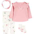 Conjunto Carters 4 piezas: blusa manga larga, pantalón, accesorio para el cabello y calcetas con estampado multicolor para niña - Kinder Guatemala - conjuntos multipiezas 3 - 4 - 6 - 8 - 9