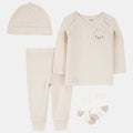 Conjunto Carters 4 piezas: camisa manga larga, Pantalon gorrito y calcetines color blanco - Kinder Guatemala - 
