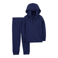 Conjunto Carters Playwear 2 piezas sudadero con capucha y botones al frente y jogger azul niño - Kinder Guatemala - 