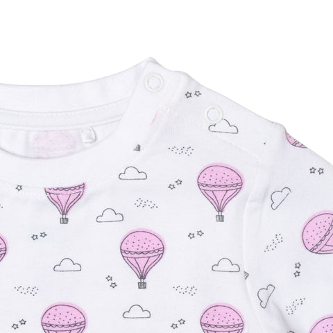 Conjunto de 2 piezas Kinder: Blusa de manga larga con diseño de globos aerostáticos y pantalón para niña. - Kinder Guatemala - Conjunto Blusa y pantalón
