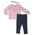 Conjunto de 3 piezas Kinder: Blusa manga larga, pantalón y accesorio para el cabello para niña - Kinder Guatemala - Conjunto Blusa y pantalón