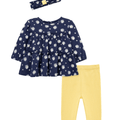 Conjunto de 3 piezas Little Me Blusa túnica, leggins y banda para el cabello Daisy - Kinder Guatemala - conjunto con pantalón o leggins