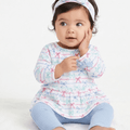 Conjunto de 3 piezas Little Me Blusa túnica, leggins y banda para el cabello Moñitas - Kinder Guatemala - conjunto con pantalón o leggins