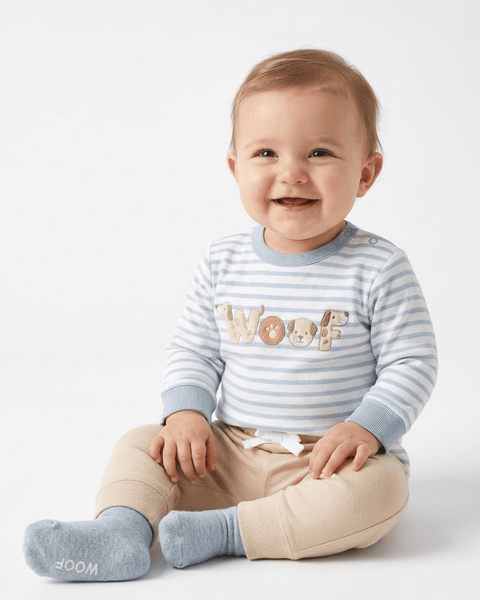 Conjunto de 3 piezas Little Me camisa manga larga pantalon knit y calcetines perritos - Kinder Guatemala - conjunto con pantalón o leggins