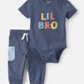 Conjunto de Body y pantalón Carter's "Little bro" para niño - Kinder Guatemala - conjunto con pantalón o leggins
