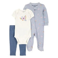 Conjunto de Pijama Carters 3 piezas: Pijama con zipper y pies, body manga larga y pantalón multicolor para niño - Kinder Guatemala - Conjuntos multipiezas
