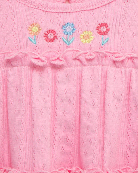 Conjunto Little Me 3 piezas: blusa tipo tunica manga larga color rosado, leggings y cinta para el cabello diseño floral multicolor de algodón para niña - Kinder Guatemala - Conjunto Blusa y pantalón