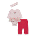 Conjunto Little Me 3 piezas body manga larga con falda incorporada, pantalón y accesorio para el cabello niña - Kinder Guatemala - Conjunto Body y pantalón