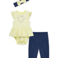 Conjunto Little Me 3 Piezas: body manga mariposa con faldita, leggings y cinta para el cabello multicolor de algodón para niña - Kinder Guatemala - Conjunto Body y pantalón