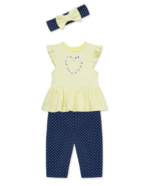 Conjunto Little Me 3 Piezas: body manga mariposa con faldita, leggings y cinta para el cabello multicolor de algodón para niña - Kinder Guatemala - Conjunto Body y pantalón