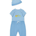 Conjunto Little Me 3 piezas: camisa manga larga, pantalón y gorro diseño osos color azul de algodón para niño - Kinder Guatemala - Conjunto camisa y pantalón