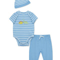 Conjunto Little Me 3 piezas: camisa manga larga, pantalón y gorro diseño osos color azul de algodón para niño - Kinder Guatemala - Conjunto camisa y pantalón