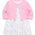 Conjunto Little Me 3 Piezas: Vestido, sueter y calzoncito floreado multicolor de algodón para niña - Kinder Guatemala - Conjunto de vestido
