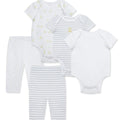 Conjunto Little Me 5 piezas: 3 bodys manga cota y 2 leggings color blanco de algodón - Kinder Guatemala - Conjunto Body y pantalón